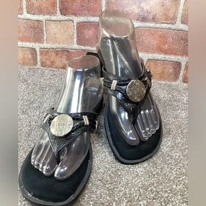 Emma Brooke womens black thong toe flip flop sandals size 7